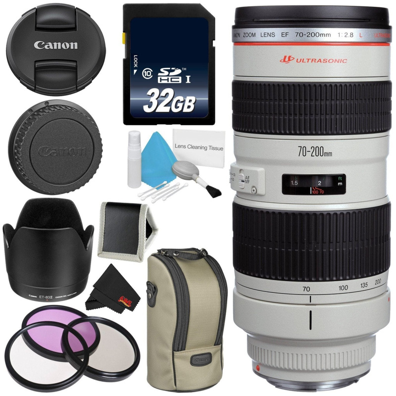 Canon EF 70-200mm f/2.8L USM Telephoto Zoom Lens Bundle for Canon SLR Digital Cameras Intl Model - Advanced (International Model)