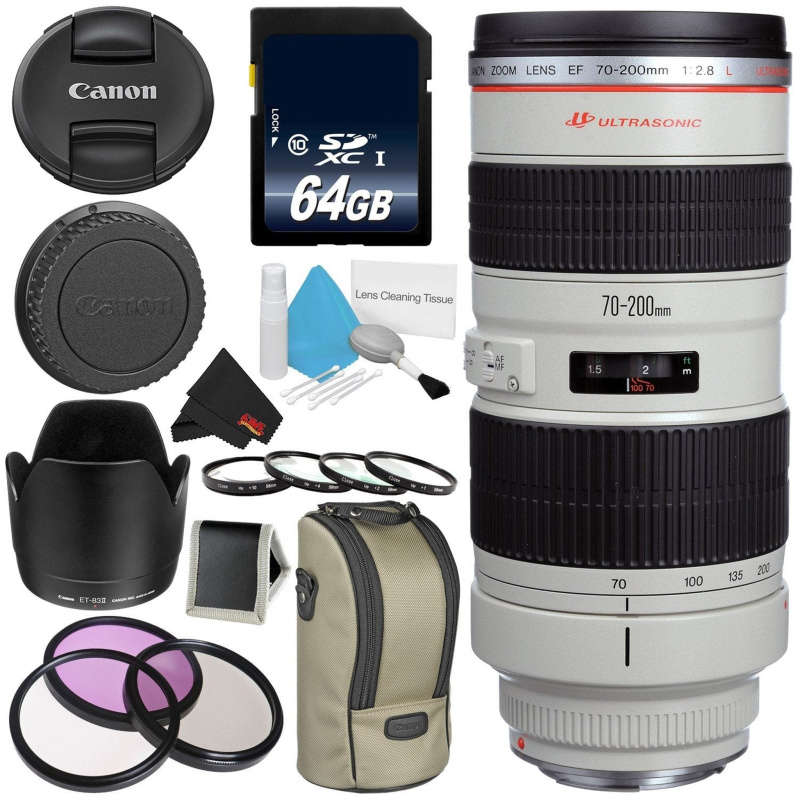 Canon EF 70-200mm f/2.8L USM Telephoto Zoom Lens Bundle for Canon SLR Digital Cameras Intl Model - Pro (International Model)