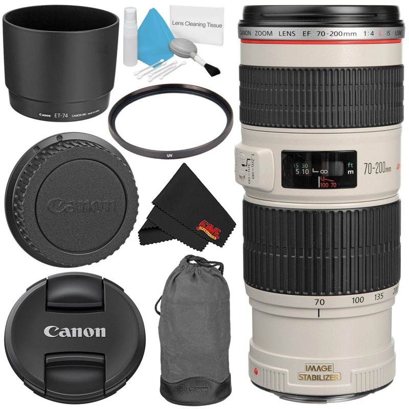 Canon EF 70-200mm f/4L IS USM Telephoto Zoom Lens Bundle for Canon SLR Digital Cameras Intl Model - Starter (International Model)