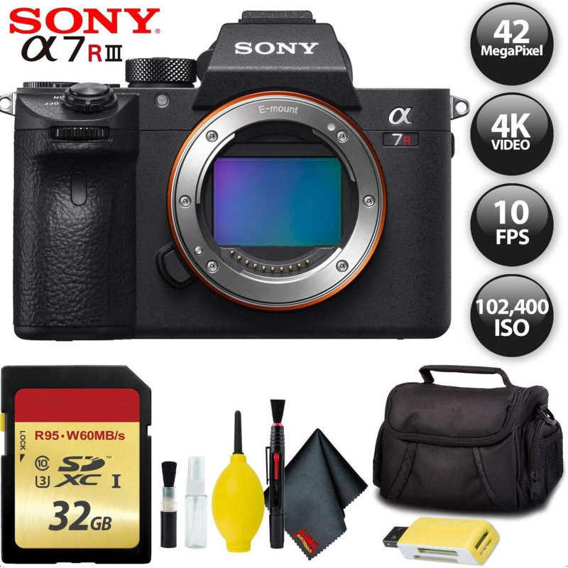 Sony Alpha a7R III Mirrorless Digital Camera + 64GB Memory Card Base Kit with Accessories