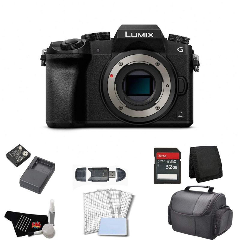 Panasonic Lumix DMC-G7 Mirrorless Micro Four Thirds Digital Camera (Body Only) Bundle with 32GB Memory Card + Replacemen