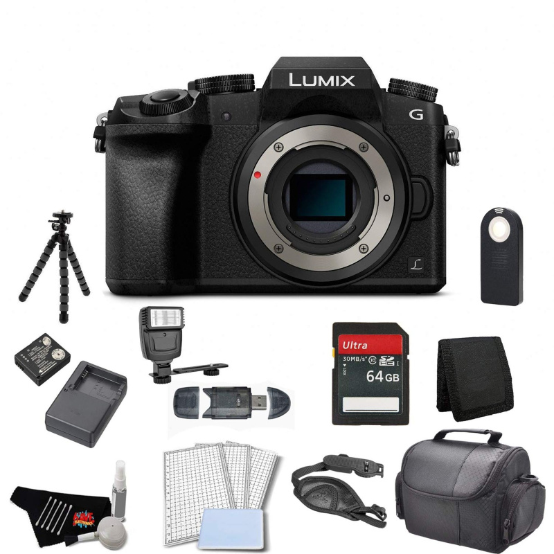 Panasonic Lumix DMC-G7 Mirrorless Micro Four Thirds Digital Camera (Body Only) Bundle with 64GB Memory Card + Replacemen