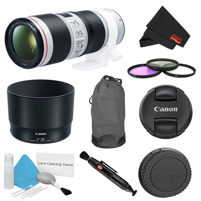 Canon EF 70-200mm f/4L is II USM Lens Bundle w/ 3 Piece Filter Kit (International Model)