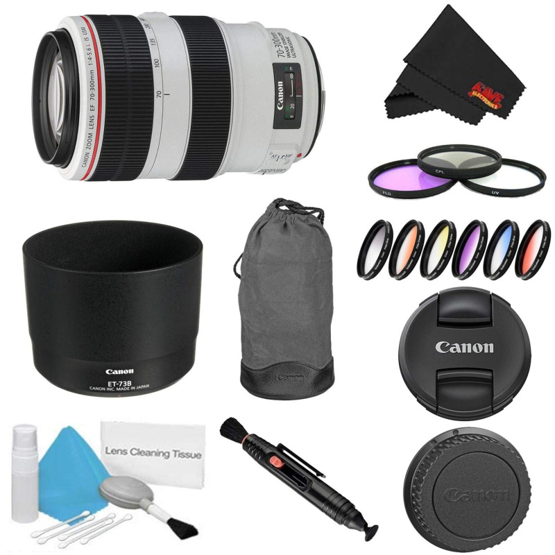 Canon EF 70-300mm f/4-5.6L is USM Lens Bundle w/ 3 Piece Filter Kit Color Multicoated 6 Piece Filter Kit (International (International Model)