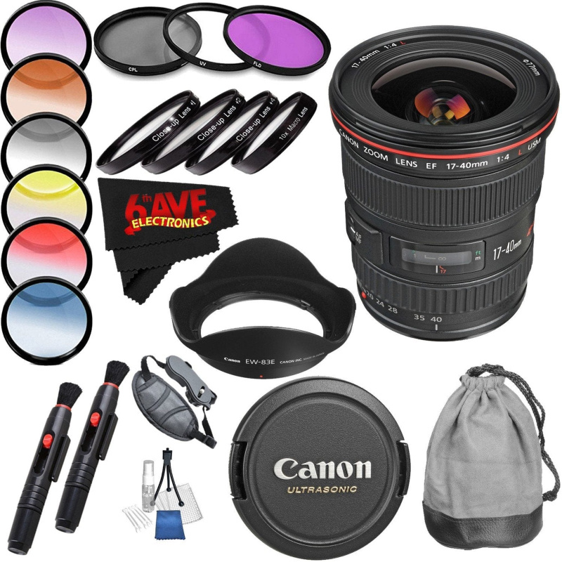 Canon EF 17-40mm f/4L USM Lens Professional Accessory Combo (International Model)