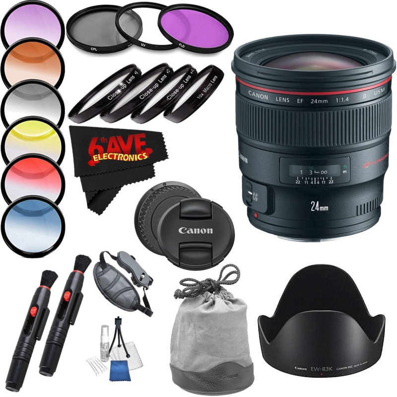 Canon EF 24mm f/1.4L II USM Lens International Version Professional Accessory Combo (International Model)