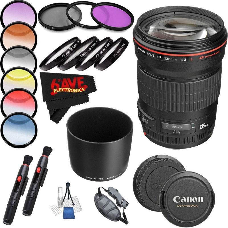 Canon EF 135mm f/2L USM Lens International Version Professional Accessory Combo (International Model)
