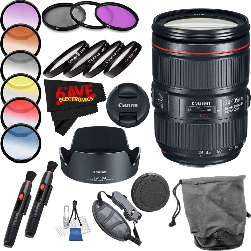 Canon EF 24-105mm f/4L is II USM Lens International Version Professional Accessory Combo (International Model)