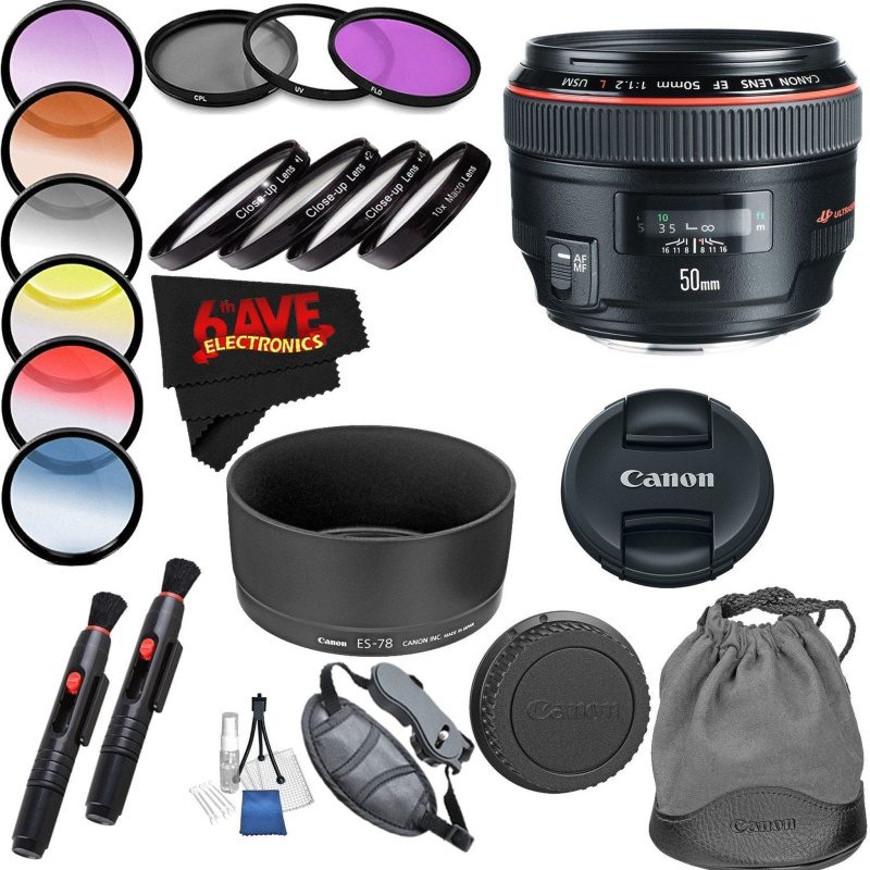 Canon EF 50mm f/1.2L USM Lens International Version Professional Accessory Combo (International Model)
