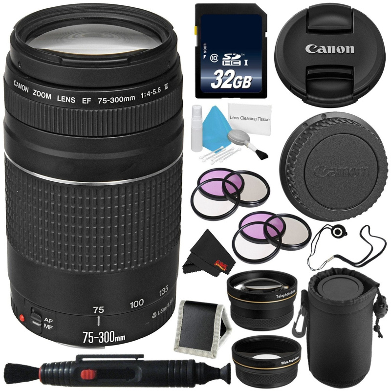 Canon EF 75-300mm f/4-5.6 III Telephoto Zoom Lens 6473A003 + Lens Pen Cleaner + Deluxe Lens Pouch + 58mm 3 Piece Filter (International Model)