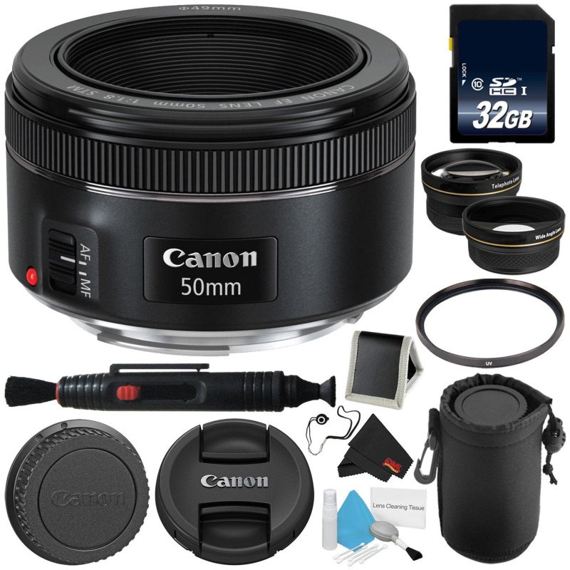 Canon EF 50mm f/1.8 STM Lens 0570C002 Professional Bundle - International Version (International Model)