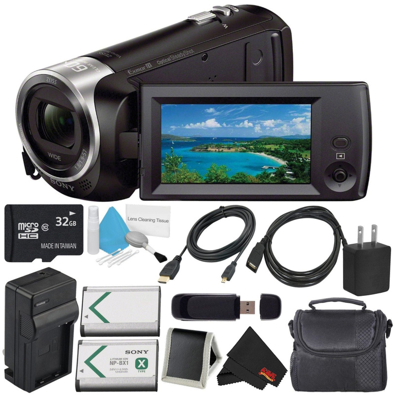 Sony HDR-CX405 HD Handycam HDRCX405/B + 32GB microSDHC Card + Carrying Case + Deluxe Cleaning Kit Bundle
