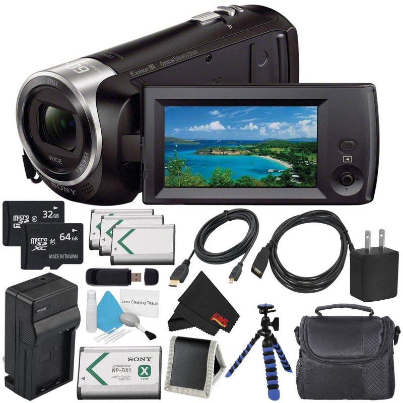 Sony HDR-CX405 HD Handycam HDRCX405/B + 32GB microSDHC Card + 64GB microSDXC + Carrying Case + Deluxe Cleaning Kit + Microfiber Cloth Bundle