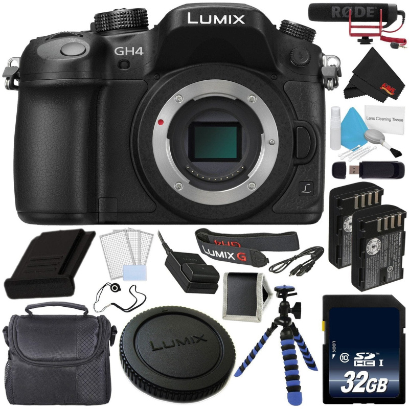 Panasonic DMC-GH4 Digital Camera + Sandisk 32GB Ultra SDHC Memory Card + DMW-BLF19 Lithium Ion Battery + Rode VideoMic w