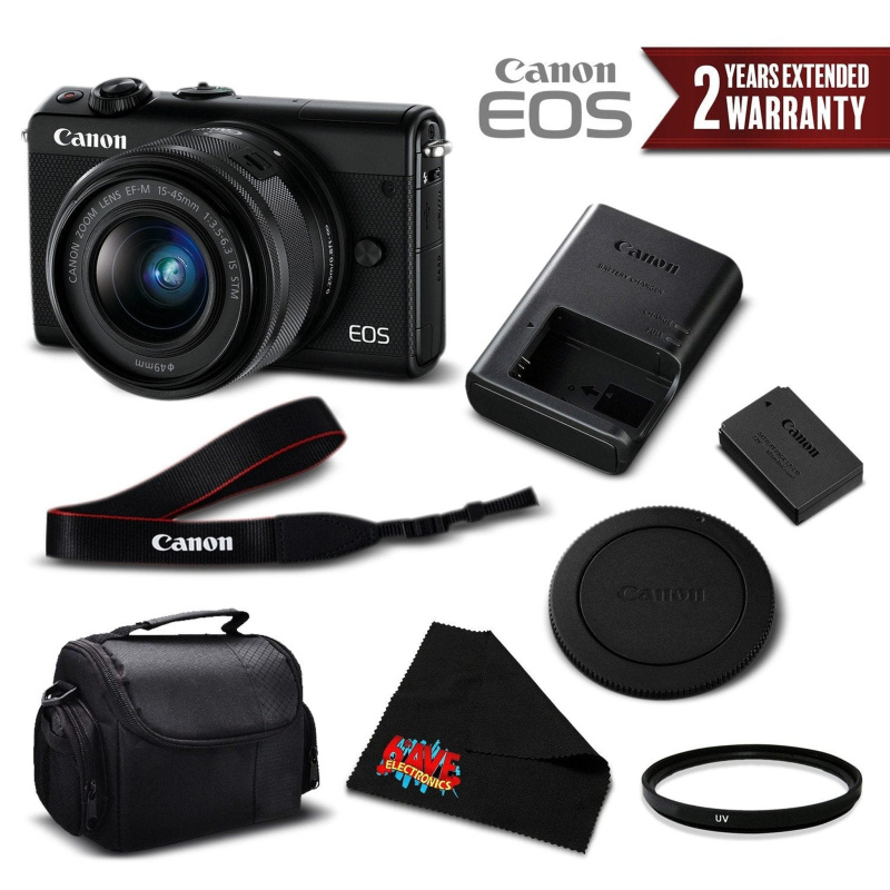 Canon EOS M100 Mirrorless Digital Camera with 15-45mm Lens (Black) 2209C011 International Version - Essential Bundle (International Model)