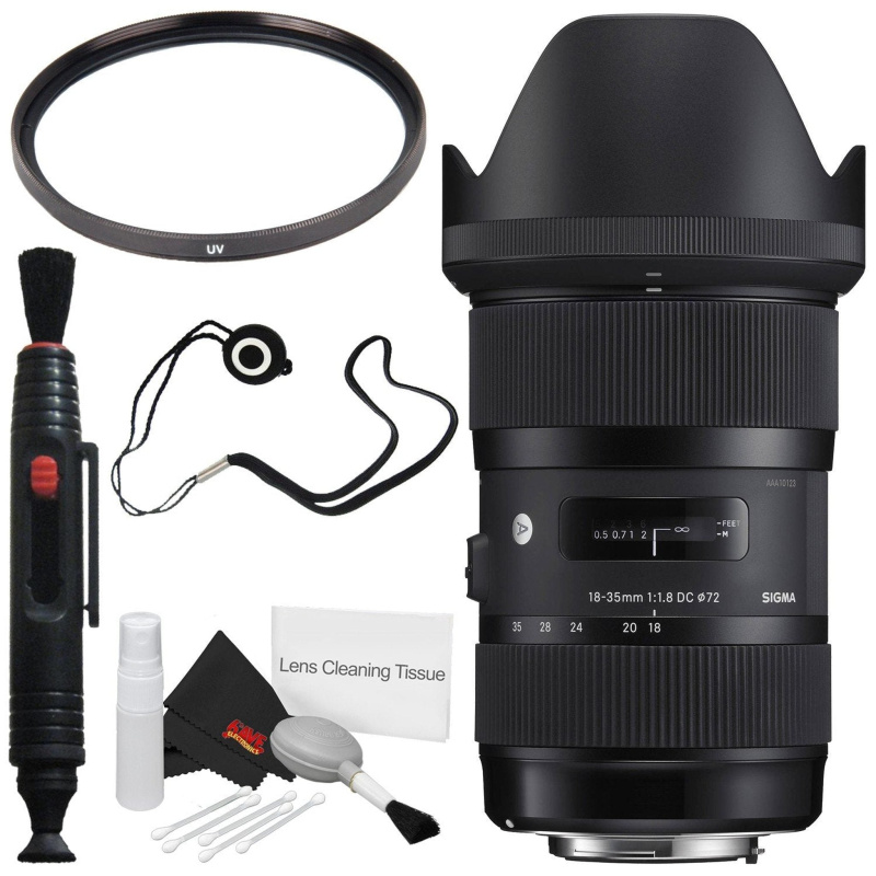Sigma 18-35mm f/1.8 DC HSM Art Lens for Canon # 210-101 + 72mm UV Filter + Lens Pen Cleaner + Deluxe Cleaning Kit Bundle (International Model)