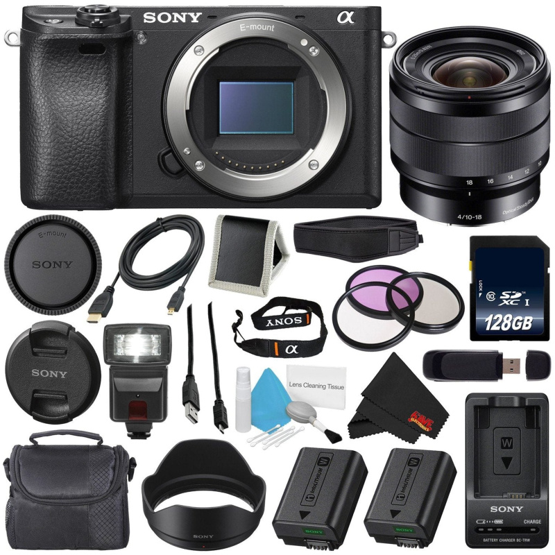Sony Alpha a6300 Mirrorless Digital Camera (International Model) E 10-18mm f/4 OSS Lens + 62mm 3 Piece Filter Kit + NP-F