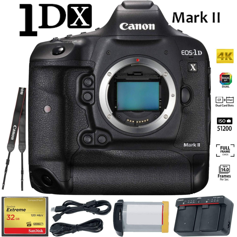 Canon EOS-1D X Mark II (Body) DSLR Camera International Version with Battery and 32GB Ultra Fast CF Card (International Model)