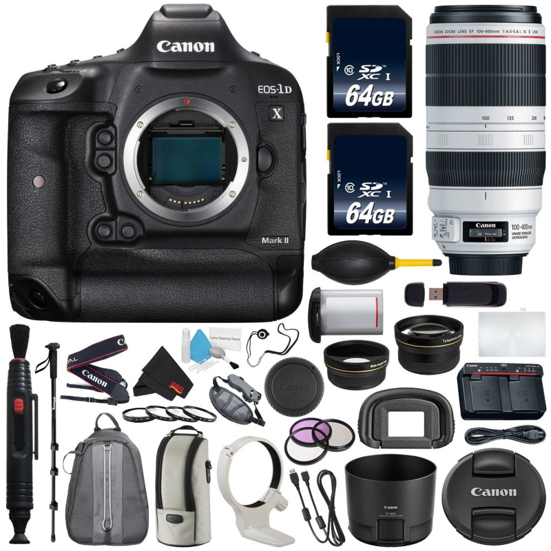 6Ave Canon EOS-1D X Mark II DSLR Camera International Version (No Warranty) + Canon EF 100-400mm L is II USM Lens + Batt (International Model)