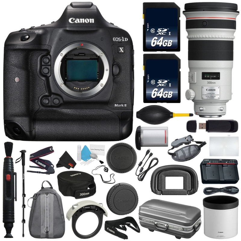 6Ave Canon EOS-1D X Mark II DSLR Camera International Version (No Warranty) + Canon EF 300mm f/2.8L is II USM Lens + Bat (International Model)