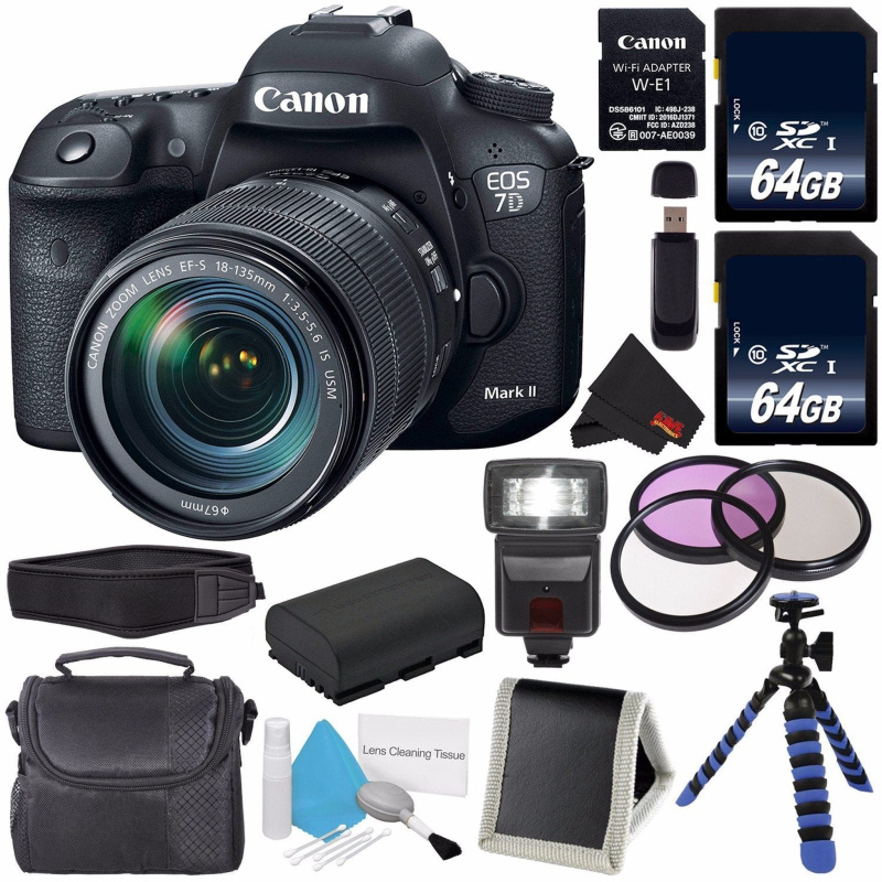 Canon EOS 7D Mark II DSLR Camera (International Version) with 18-135mm f/3.5-5.6 is USM Lens & W-E1 Wi-Fi Adapter 9128B1 Base Bundle (International Mo