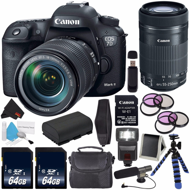 Canon EOS 7D Mark II DSLR Camera (International Version) with 18-135mm f/3.5-5.6 IS USM Lens & W-E1 Wi-Fi Adapter 9128B1 (International Model)