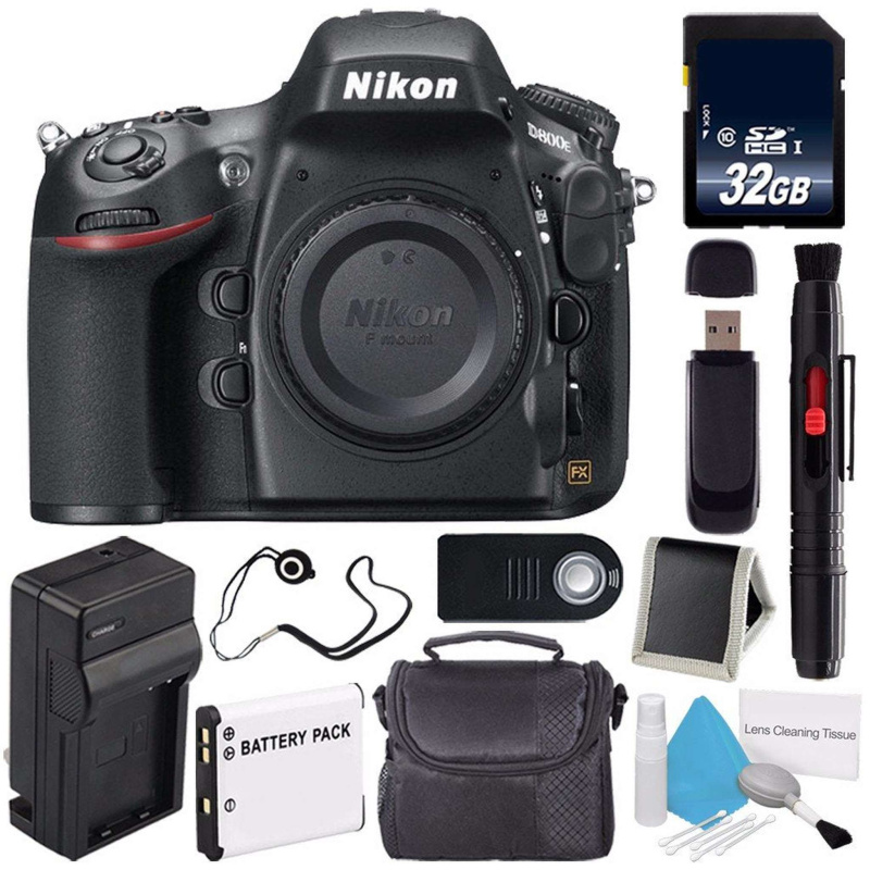 Nikon D800E Digital Camera (Body Only) (International Model) + Carrying Case + Lens Pen Cleaner + Lens Cap Keeper + 32GB Memory Card