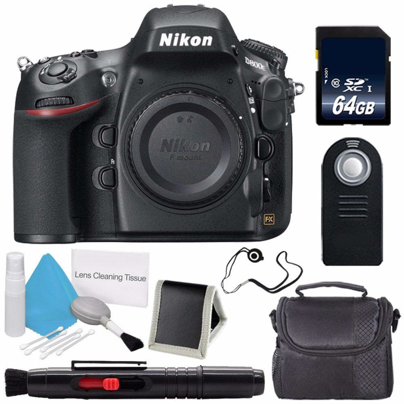 Nikon D800E Digital Camera (Body Only) (International Model) + Carrying Case + Lens Pen Cleaner + Lens Cap Keeper + 64GB Memory Card