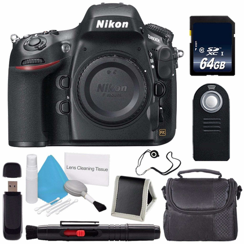 Nikon D800E Digital Camera (Body Only) (International Model) + Carrying Case + Lens Pen Cleaner + Lens Cap Keeper + 64GB Memory Card