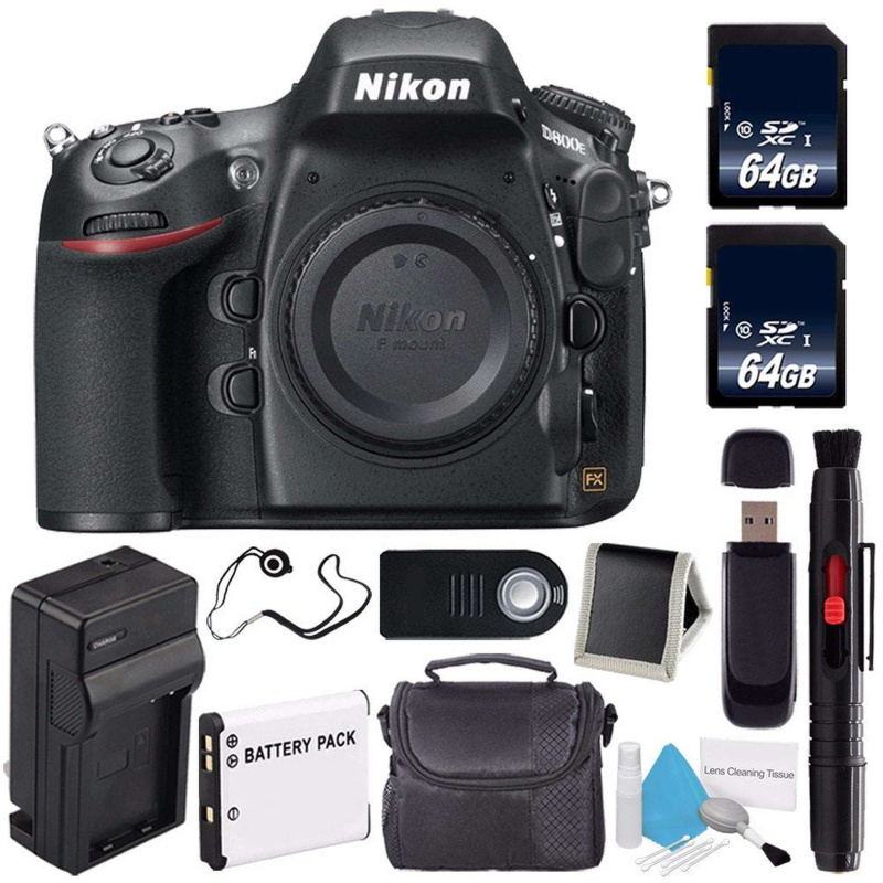 Nikon D800E Digital Camera (Body Only) (International Model) + Carrying Case + Lens Pen Cleaner + Lens Cap Keeper + 64GB Memory Card