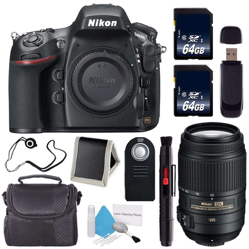 Nikon D800E Digital Camera (Body Only) (International Model) + Nikon AF-S DX 55-300mm f/4.5-5.6G ED VR Lens + 64GB Memory Card