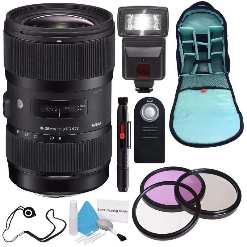 Sigma 18-35mm f/1.8 DC HSM Art Lens for Canon (International Model) + 72mm 3 Piece Filter Kit + Deluxe Cleaning Kit Starter Bundle