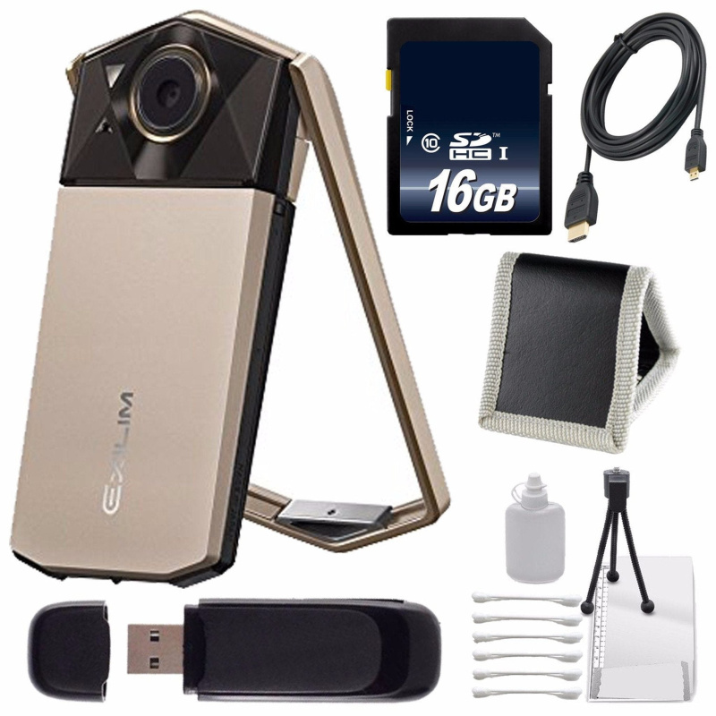 Casio Exilim EX-TR70 Selfie Digital Camera (Gold) (International Version) + 16GB Memory Card Bundle