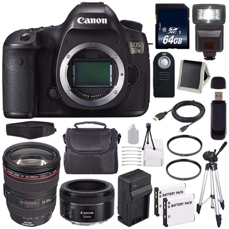 Canon EOS 5DS DSLR Camera (International Model) 0581C002 + Canon EF 24-70mm f/4L is USM Lens + EF 50mm f/1.8 STM Lens Innovative Bundle