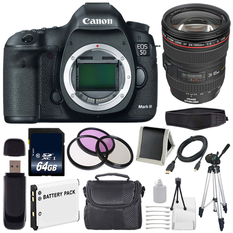 Canon EOD 5D III Digital Camera + 24-105mm Lens Deluxe Kit (International Model)