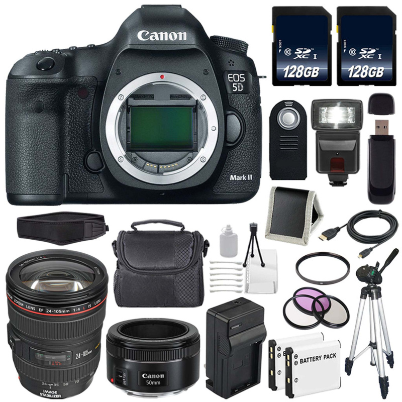 Canon EOD 5D III Digital Camera International Model + Charger + 128GB SDXC Card Bundle