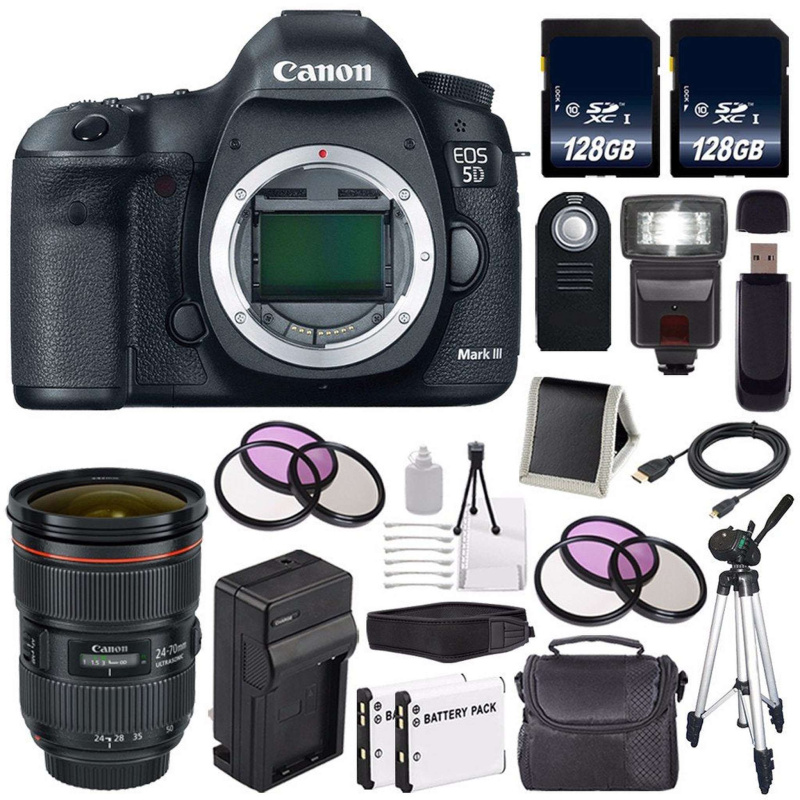 Canon EOD 5D III Digital Camera International Model + Canon EF 24-70mm f/2.8L II USM Lens + LP-E6 Battery + 128GB SDXC M Supreme Bundle