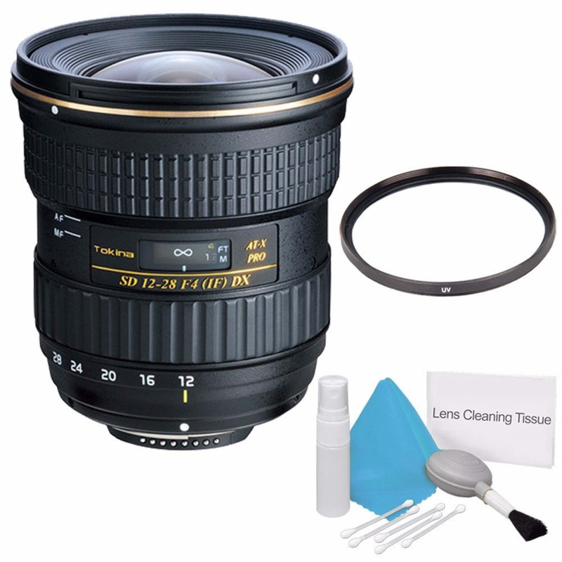Tokina 12-28mm f/4.0 at-X Pro APS-C Lens for Canon (International Model) +Deluxe Cleaning Kit + 77mm UV Filter