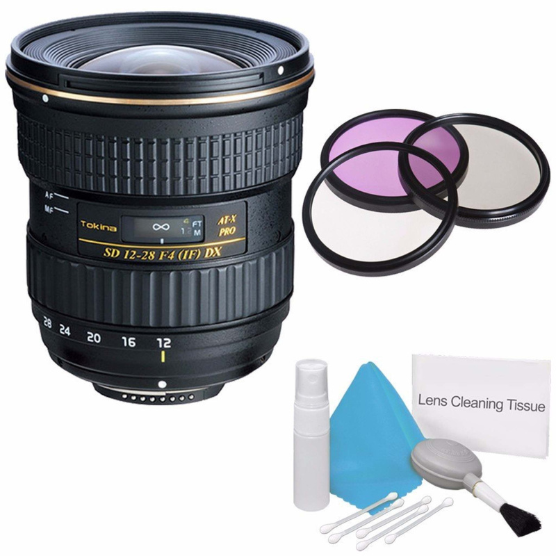 Tokina 12-28mm f/4.0 at-X Pro APS-C Lens for Canon (International Model) +Deluxe Cleaning Kit + 77mm 3 Piece Filter Set Bundle
