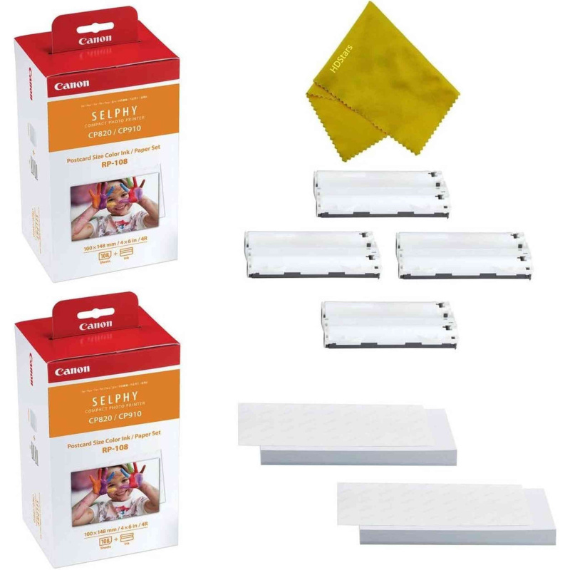 Canon RP-108 High Capacity Color Ink and 216 Sheets For SELPHY Printer (2-Pack) (International Model)