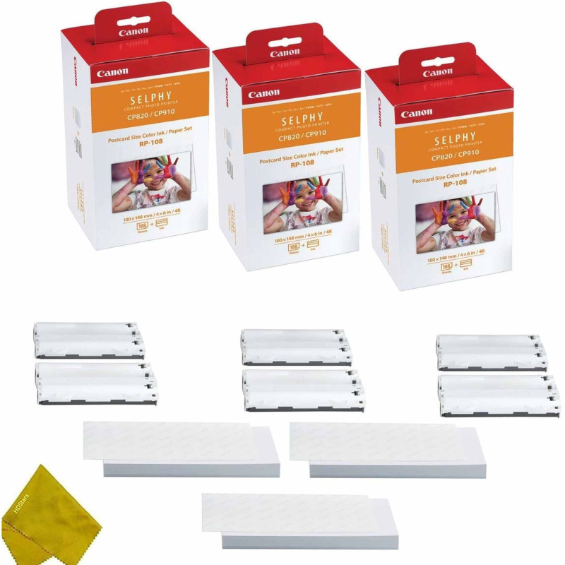 Canon RP-108 High Capacity Color Ink and 324 Sheets For SELPHY Printer (3-Pack) (International Model)