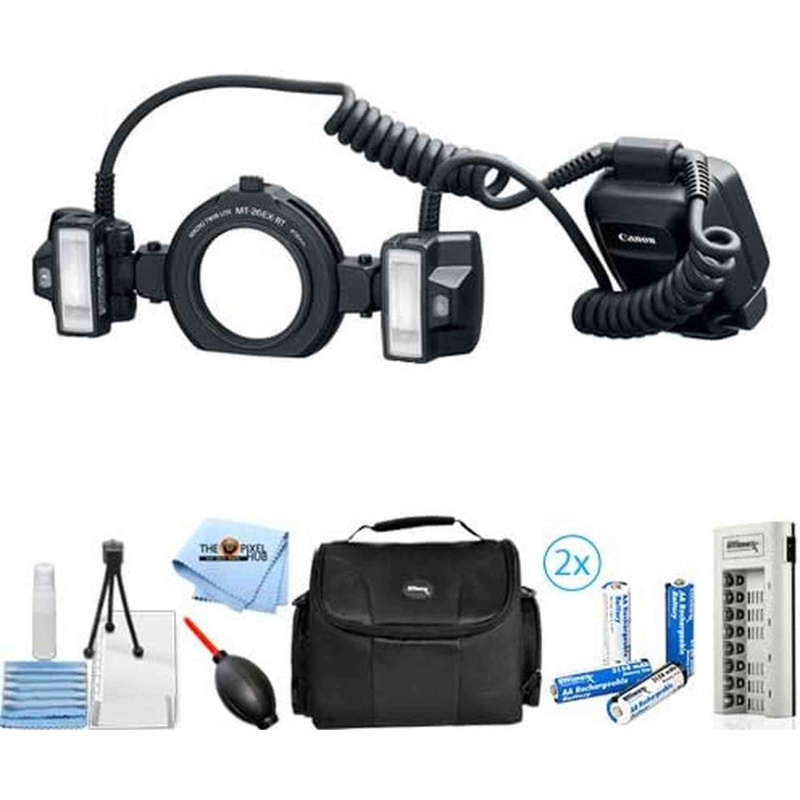 Canon MT-26EX-RT Macro Twin Lite (2398C002) Bundle with (8) AA Batteries + More (International Model)