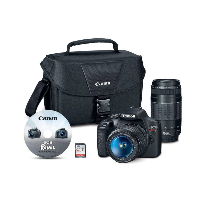 Canon EOS Rebel T7 24.1MP Digital SLR Camera Bundle with 18-55mm & 75-300mm Lens (International Model)