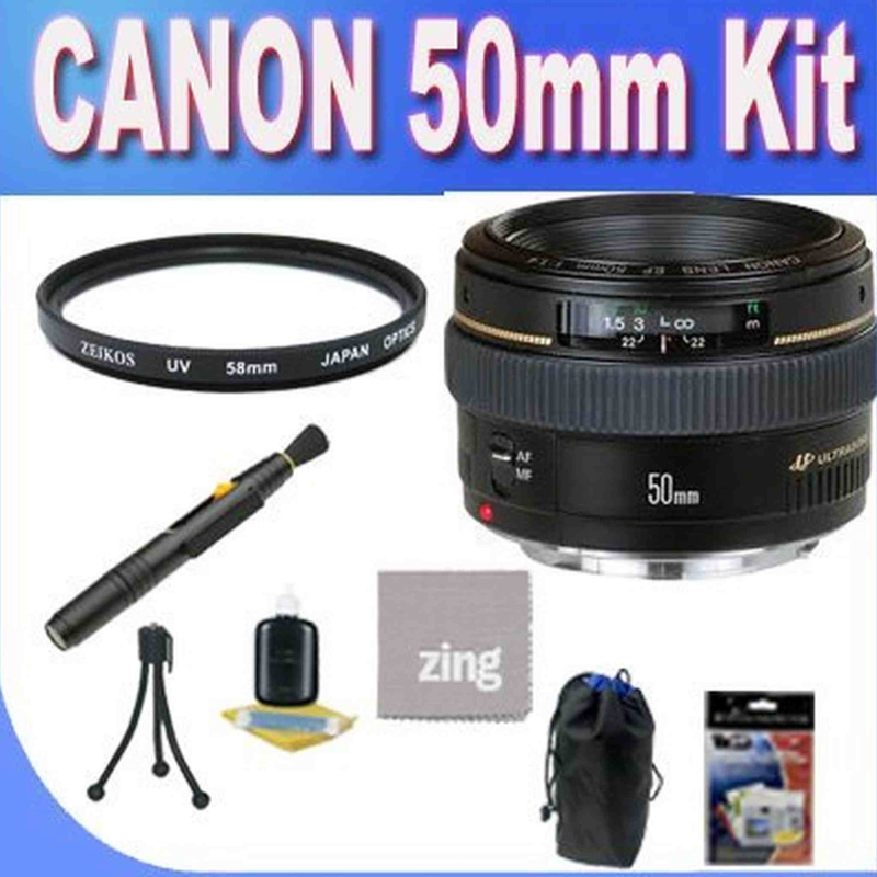 Canon EF 50mm f1.4 USM Standard & Medium Telephoto Lens for Canon SLR Cameras + UV Filter + Lens Pouch + Microfiber Cleaning Cloth + Lens Pen Cleaner