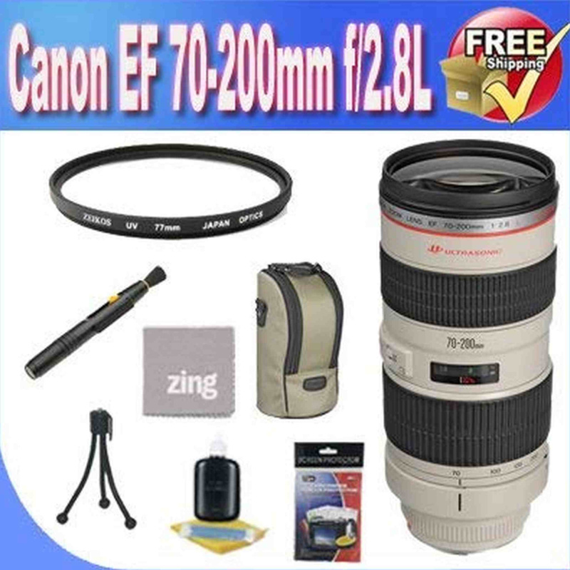 Canon EF 70-200mm f/2.8L USM Telephoto Zoom Lens + UV Filter + Lens Case + Zing Microfiber Cleaning Cloth + Lens Pen Cleaner + Lens Accessory Saver Bu