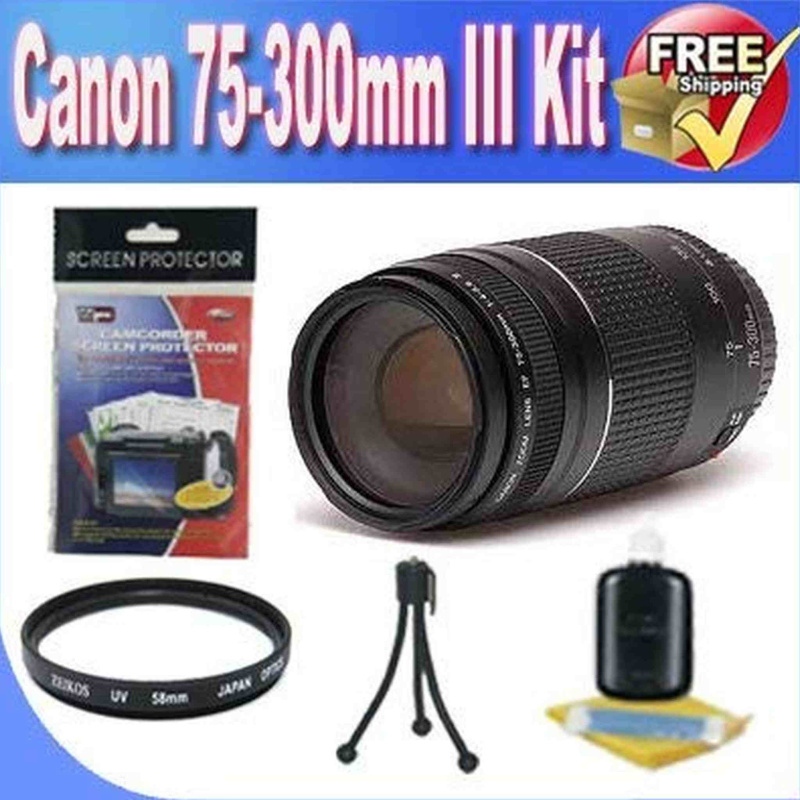 Canon EF 75-300mm f/4-5.6 III Telephoto Zoom Lens for Canon SLR Cameras + UV Filter + Accessory Saver Bundle (International Model)