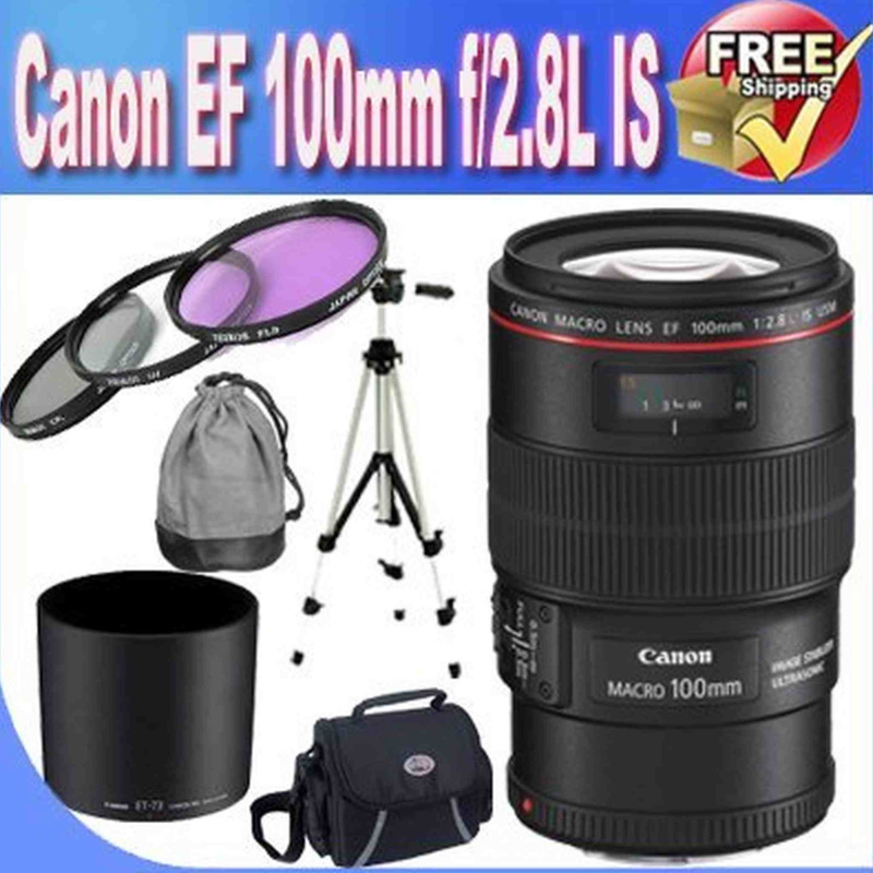 Canon EF 100mm f/2.8LMacro is USM Lens for Canon SLR Cameras + 67mm 3 Piece Professional Filter Kit + Professional Full Size Tripod + Lens & Camera Cl