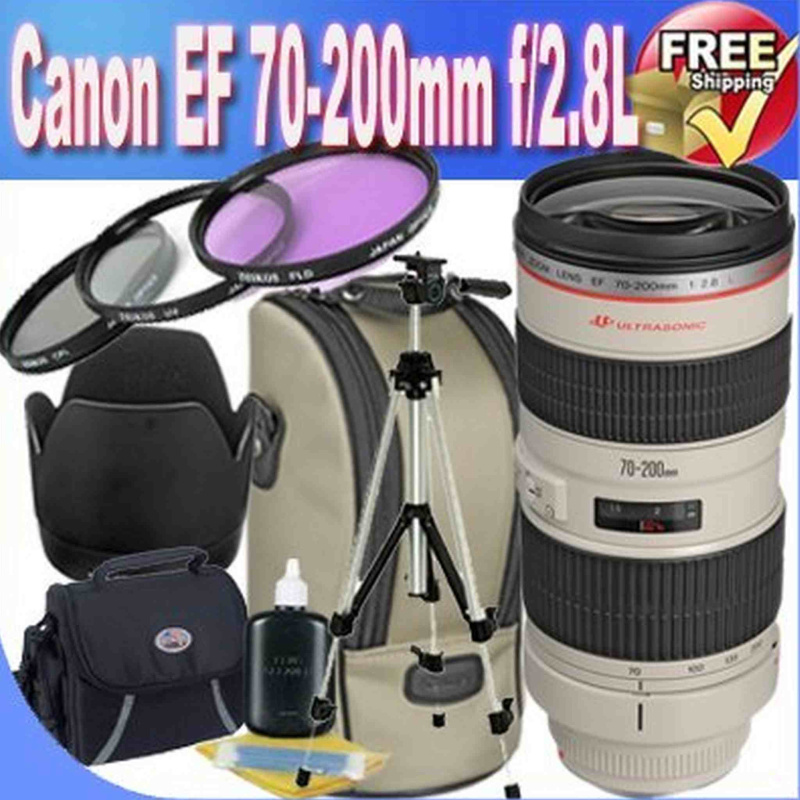 Canon EF 70-200mm f/2.8L USM Telephoto Zoom Lens + 77mm 3 Piece Professional Filter Kit + Lens Case + Professional Full Size Tripod + Shock Proof Delu