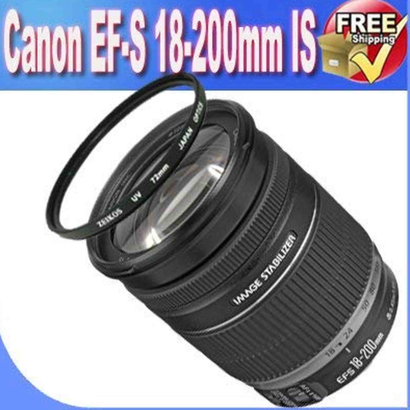 Canon EF-S 18-200mm f/3.5-5.6 is Lens + 72mm UV Filter Bundle (International Model)