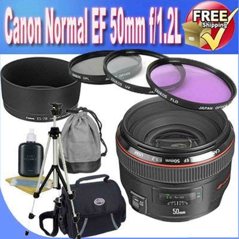 Canon EF 50mm f/1.2 L USM Lens for Canon Digital SLR Cameras + 72mm 3 Piece Professional Filter Bundle + Lens Pouch + Professional Full Size Tripod +